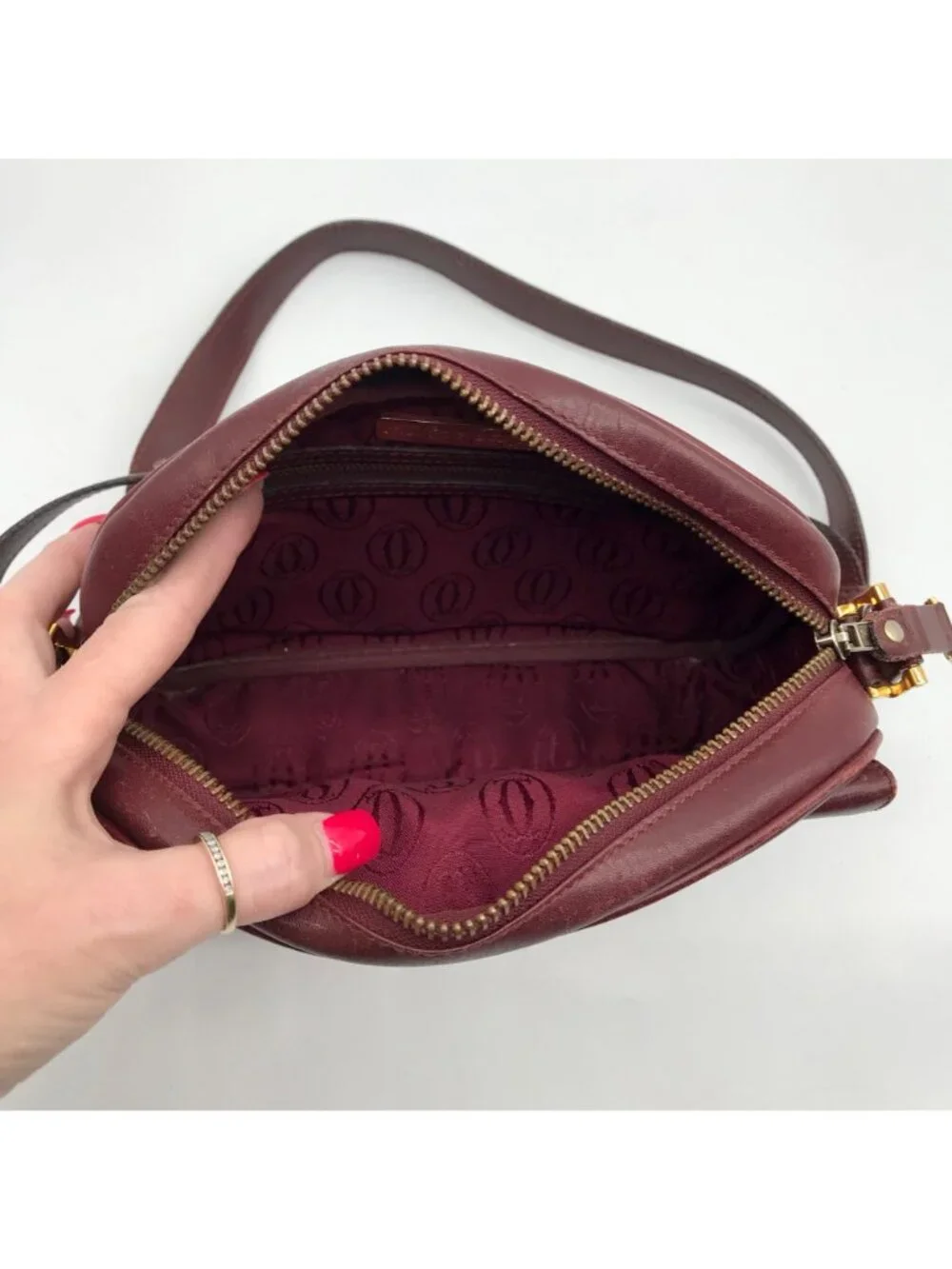 Cartier Burgundy Leather Must De Cartier Shoulder Bag